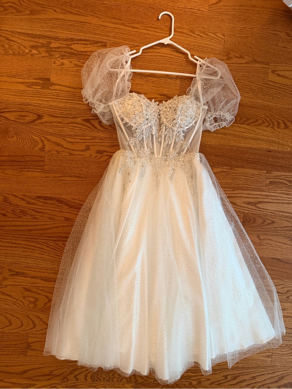 Tea length white dress
